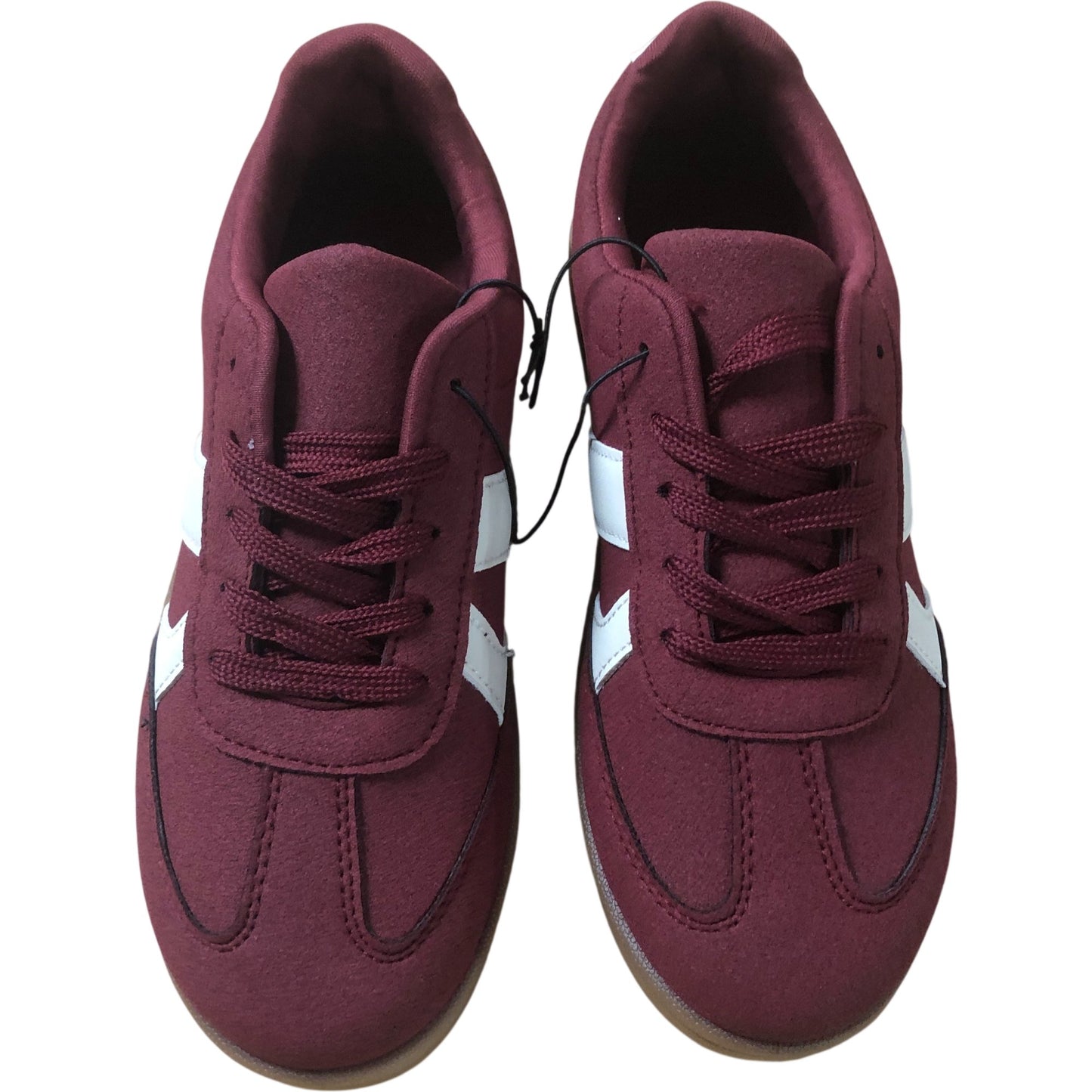 Kids Burgundy Faux Suede Trainers UK3