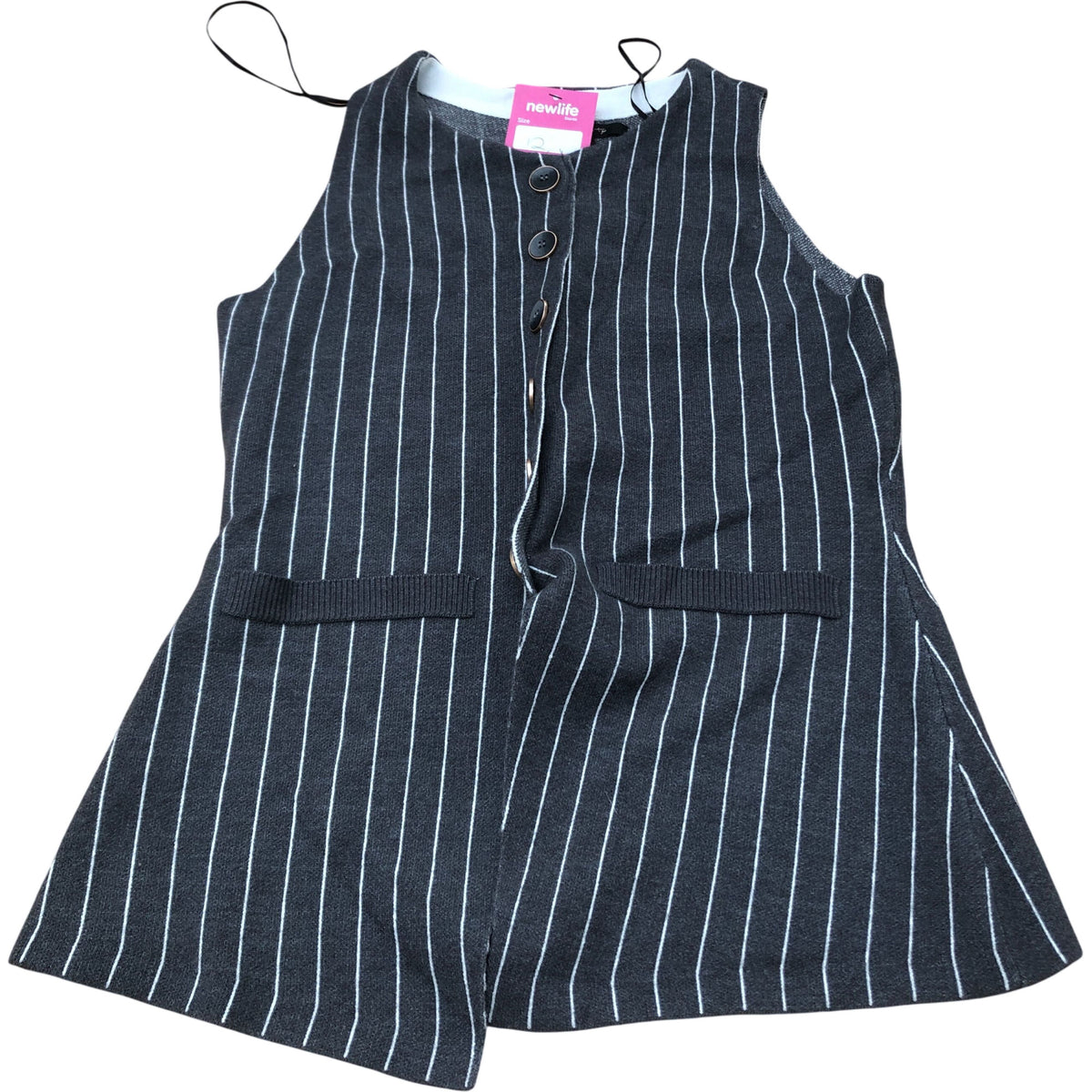 River Island Button Front Vest Size 12 Women's Striped Sleeveless Casual Top