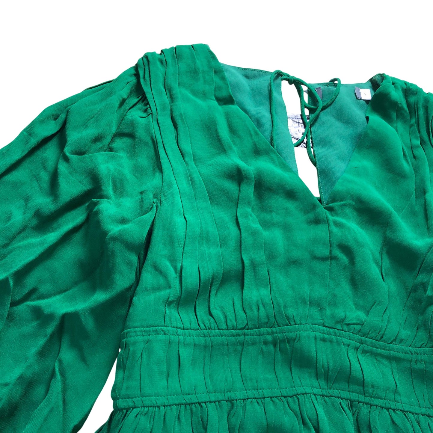 Branded Green Ruched Mini Dress - Size 6