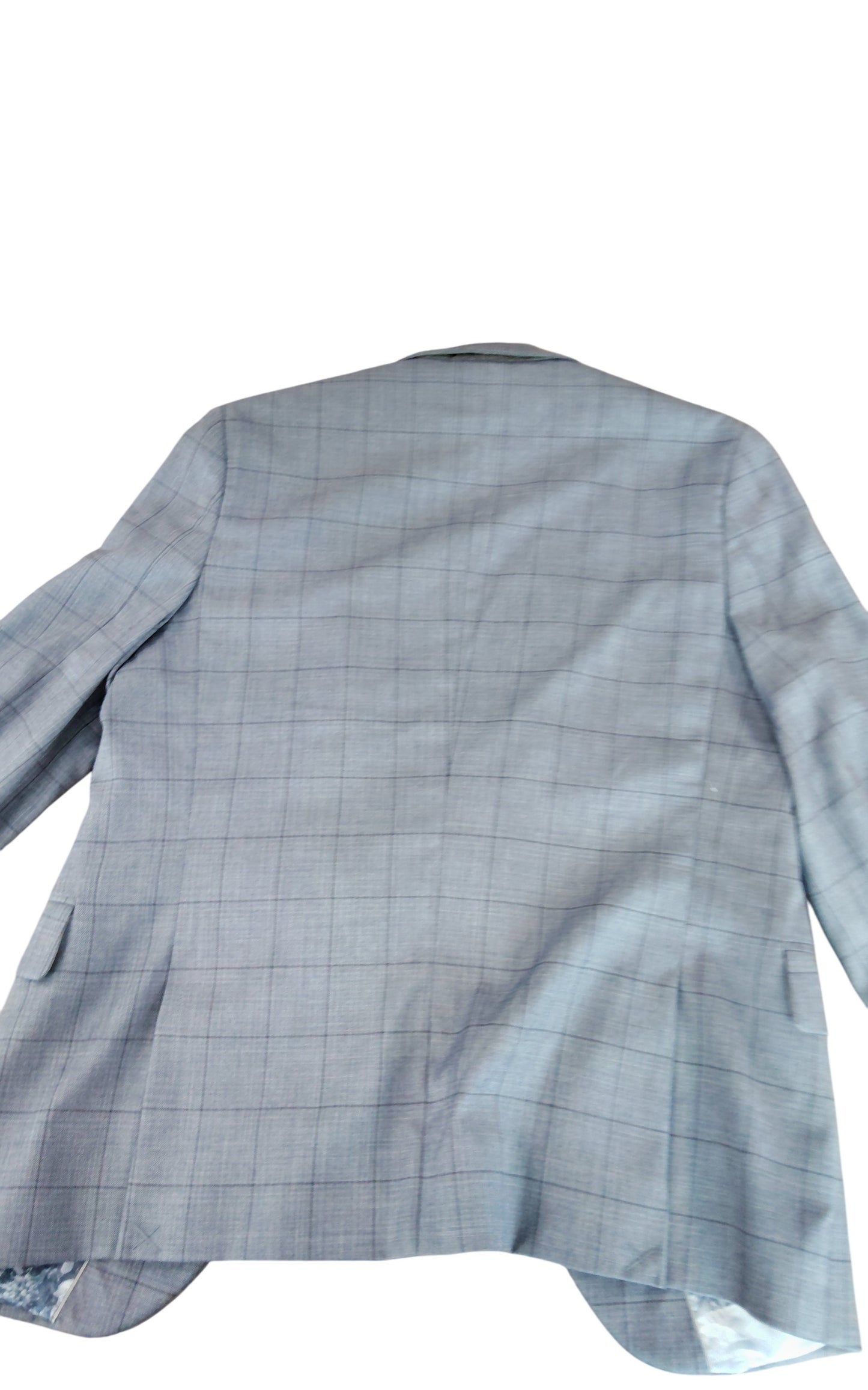 River Island Suit Jacket UK38S Men's Grey Check Slim Fit Floral Lining