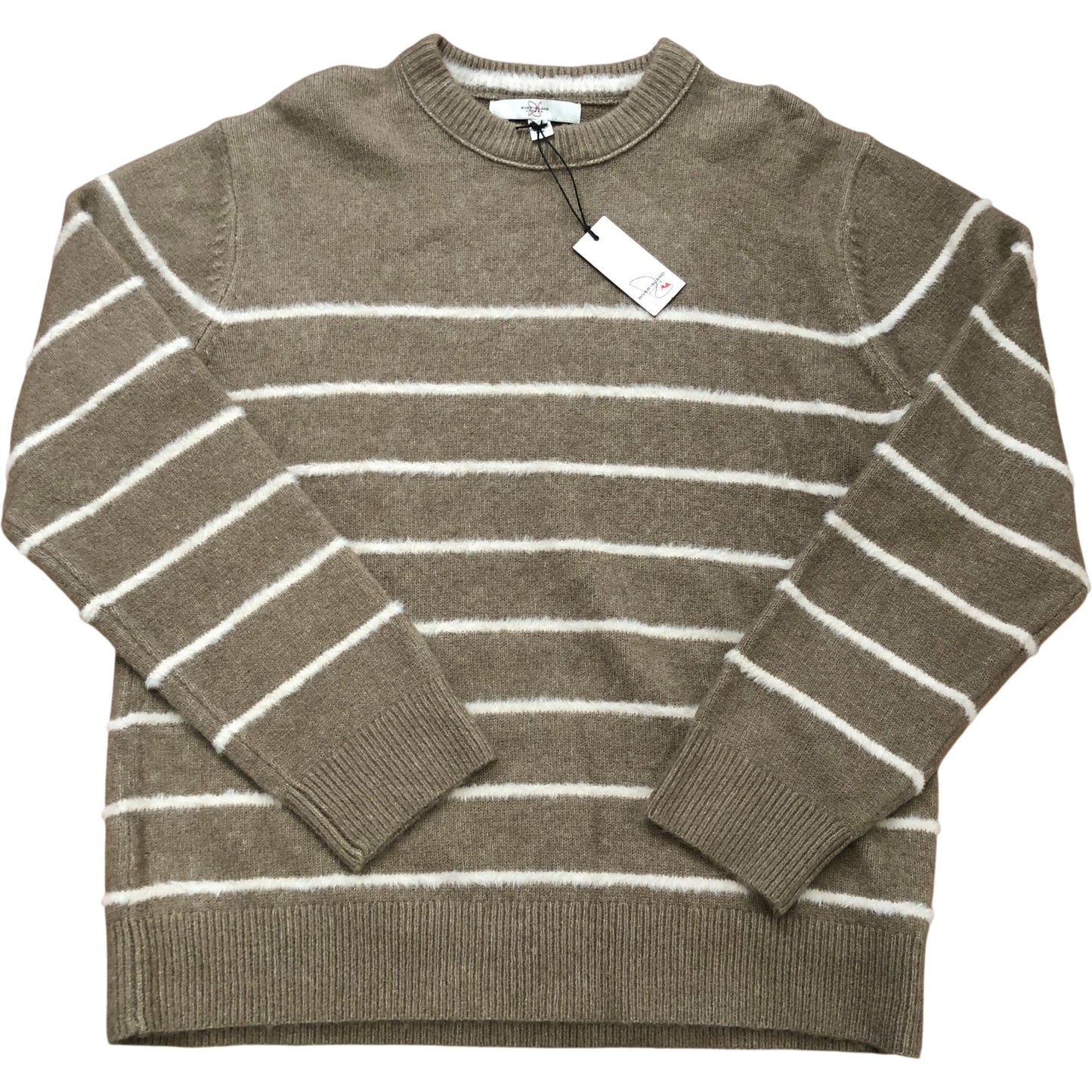 River Island M Beige Wool Blend Stripe Knit Sweater New With Tags