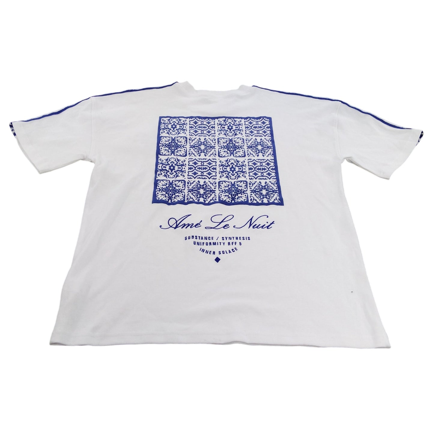 River Island Amé Le Nuit T-Shirt 11-12 YRS Youth White with Blue Stripes Fashion