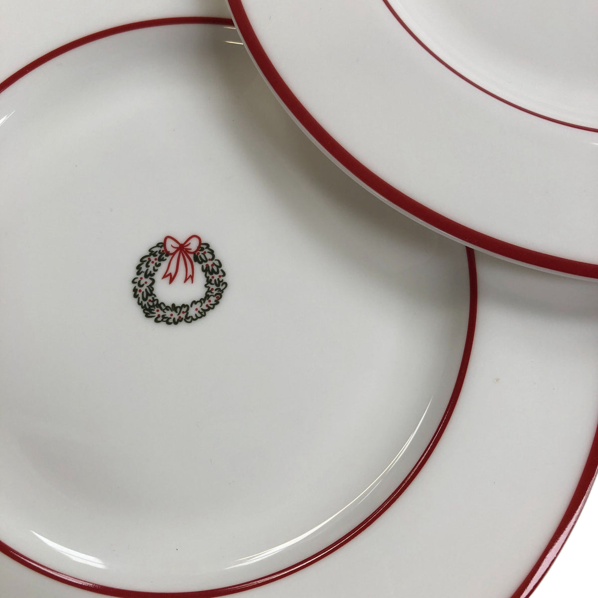 Set Of 5 Christmas Side Plates Red Trim Dinnerware
