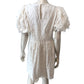 River Island Women's White Embroidered Short Dress UK10 Puff Sleeve