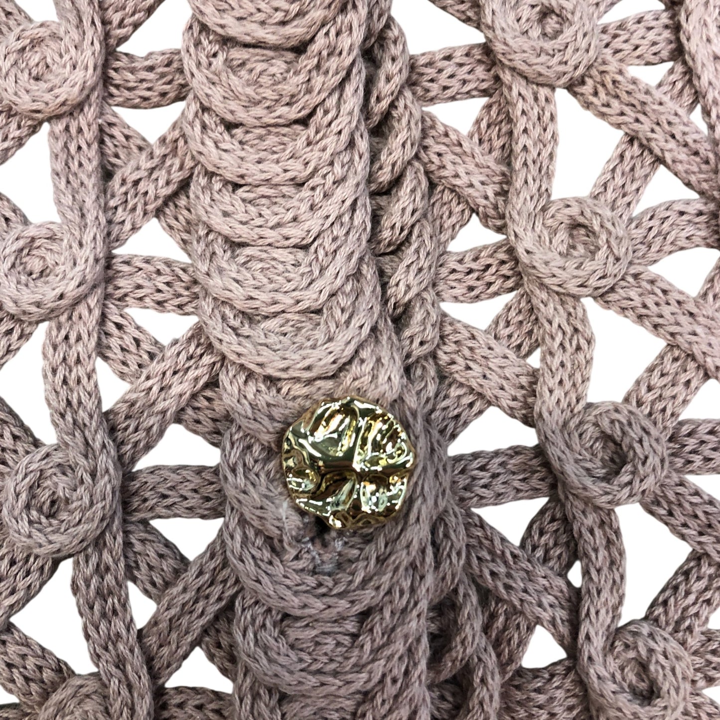 River Island Women’s Cardigan Size L Beige Dark Crocheted Knit Vest Top