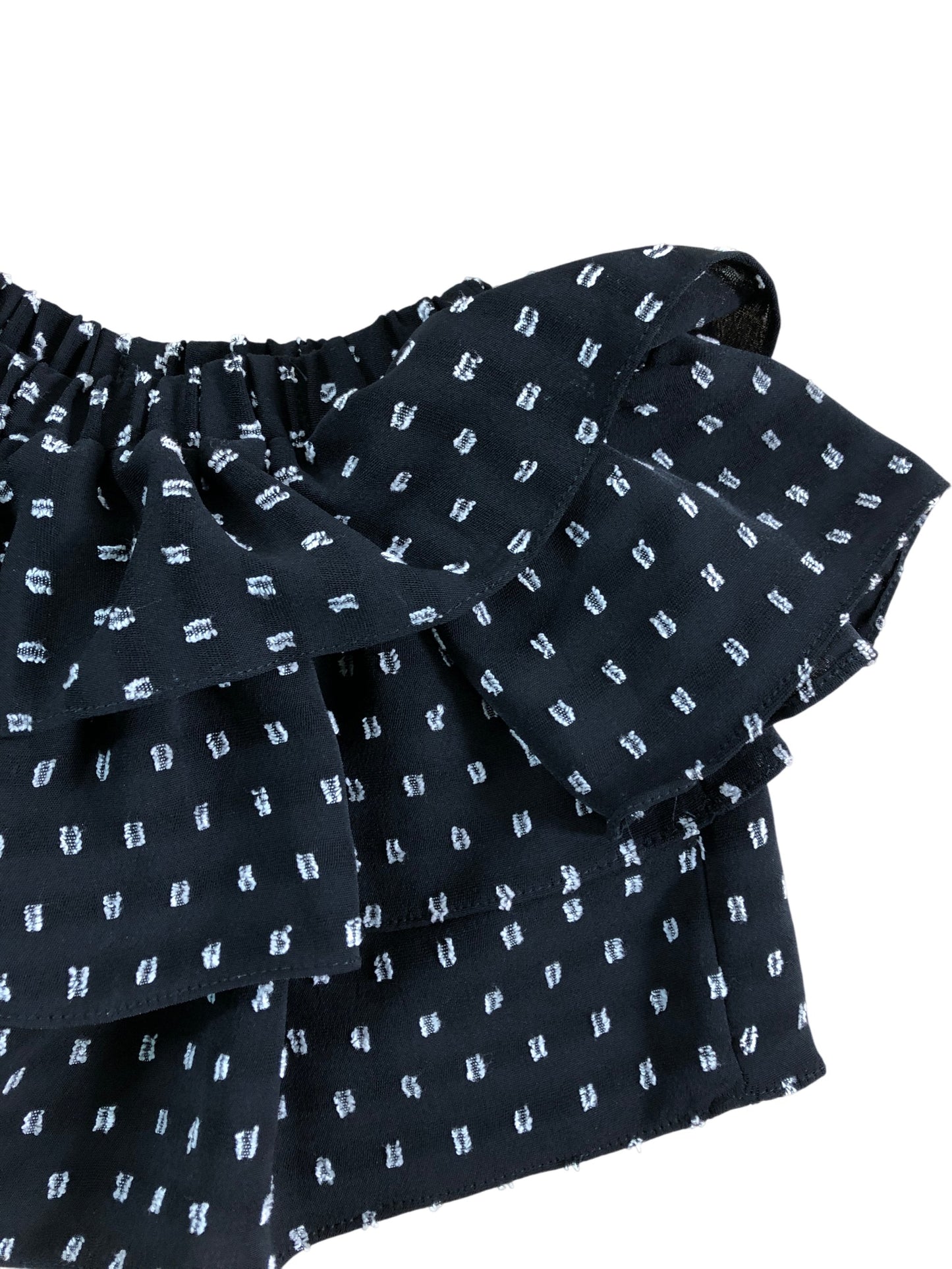 River Island Girls Black Ruffled Off Shoulder Top Size 5-6 Years Polka Dot