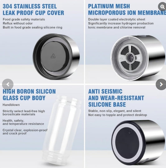 Hydrogen Infused Water Bottle 304 Stainless Steel Leak Proof Glass Cup