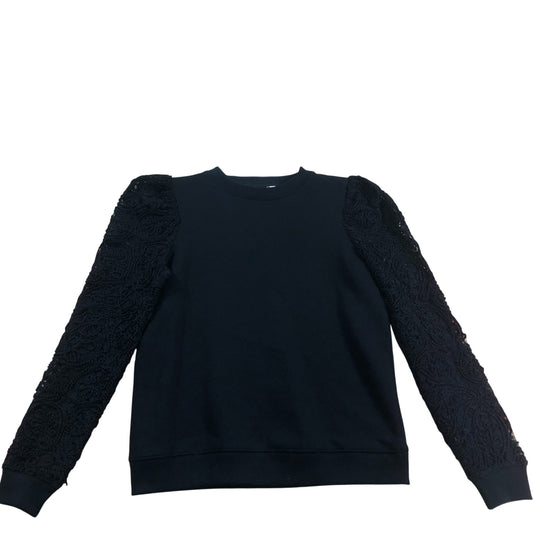 Branded Black Sweatshirt Women's Embroidered Sleeve Cotton Blend UK 8