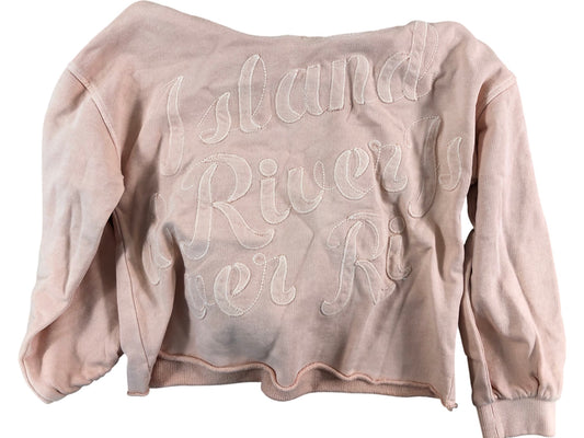 River Island Mini Girls Hoodie Size 4-5 Years Pink Cotton Pullover With Logo