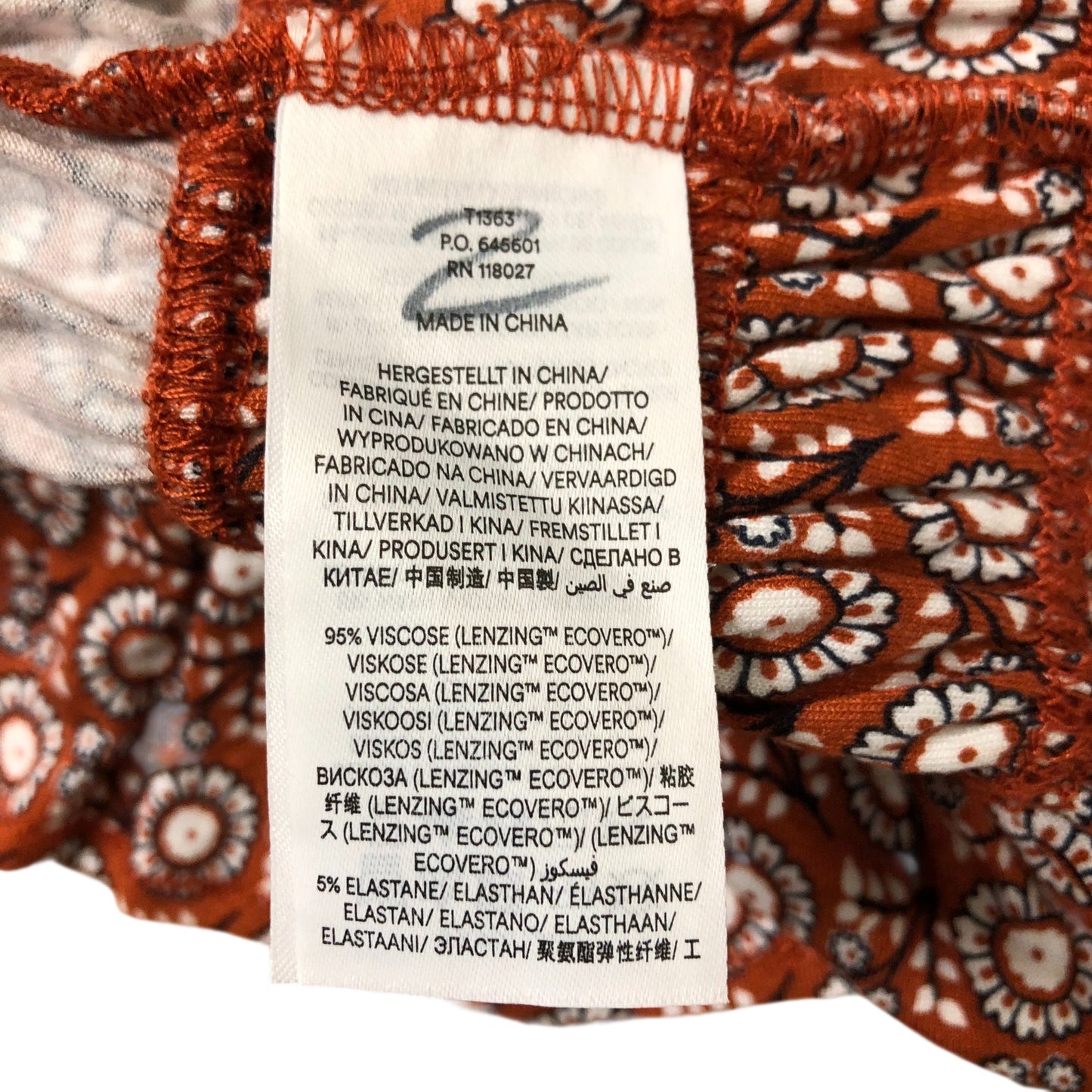 Floral Print Top Women's Long Sleeve Smock Viscose Brown White UK8