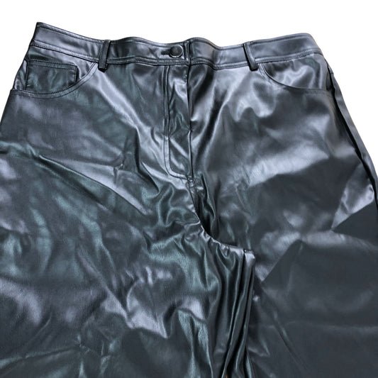 Faux Leather Trousers UK16 Women's Slim Fit Black