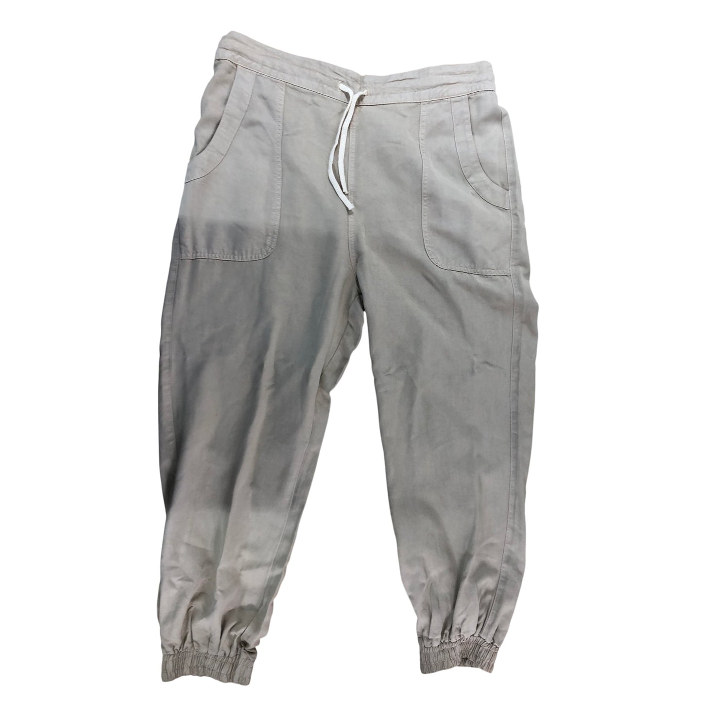 River Island Casual Trousers UK16 Women's Beige Lyocell Relaxed Fit Elasticated