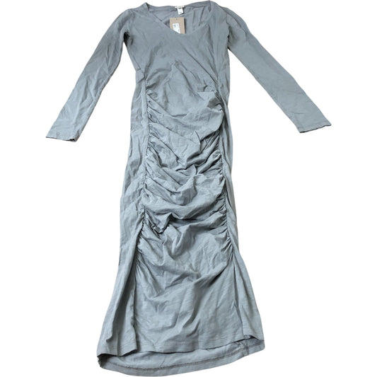 River Island Long Sleeve Wrap Maxi Dress Women's Grey Ruched Design UK8