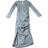 River Island Long Sleeve Wrap Maxi Dress Women's Grey Ruched Design UK8