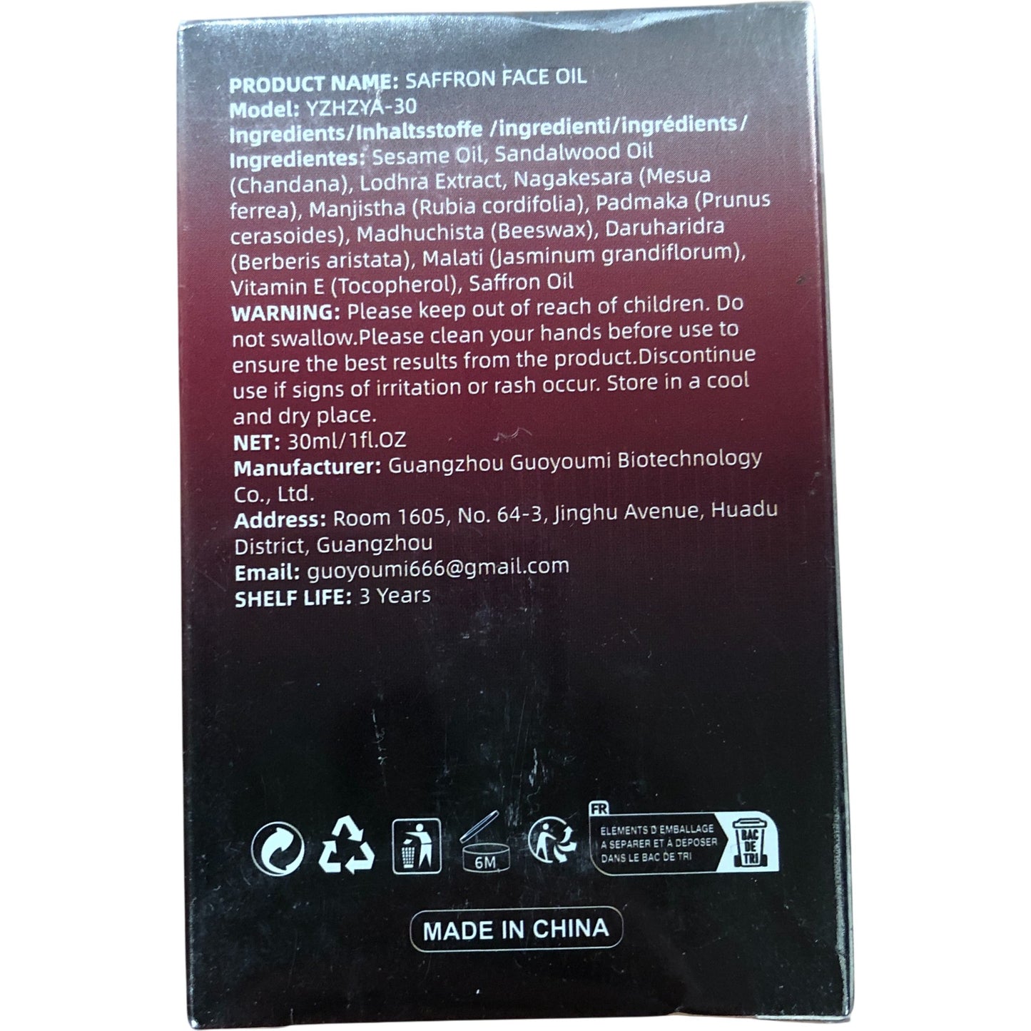 Selirxy Saffron Face Oil 30ml Hydrating Serum Skincare For All Skin Types