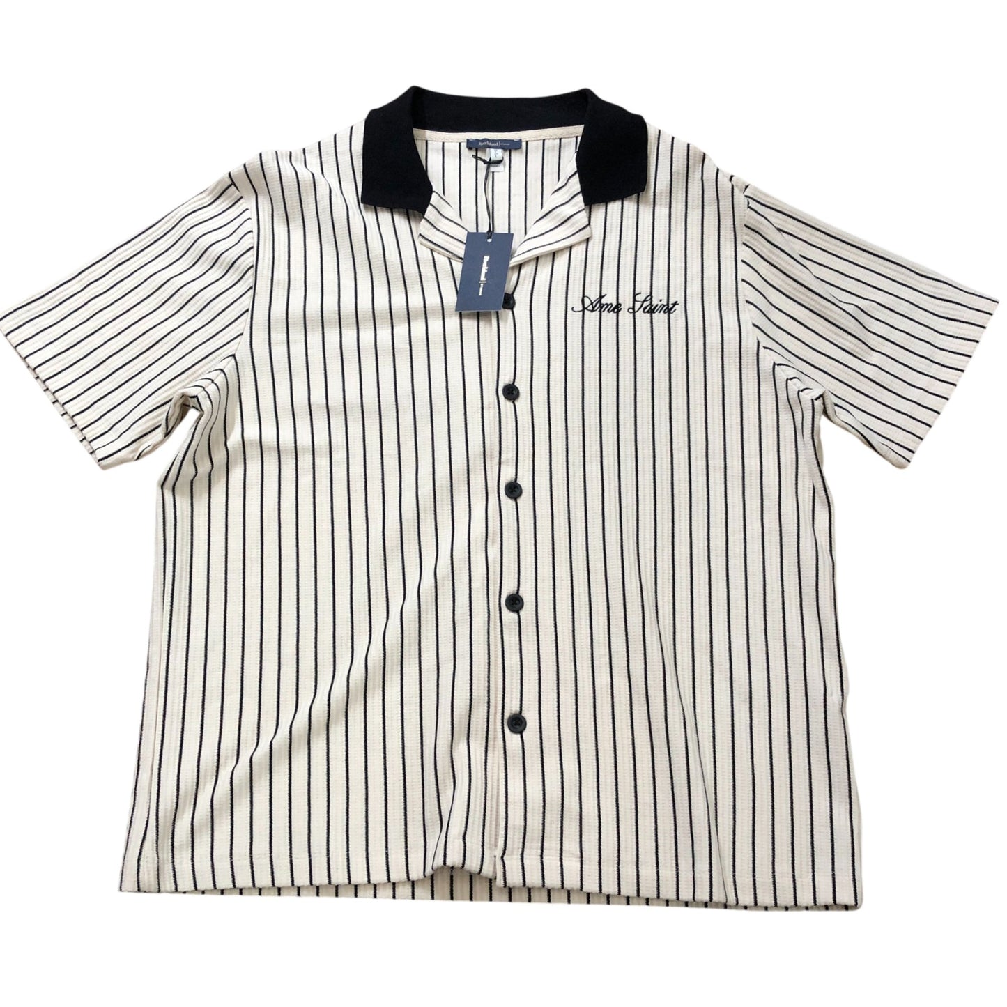 River Island Stripe Short Sleeve Shirt Size Men's Casual Summer Style M