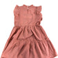 River Island Girls Dress Size 7YRS Pink Summer Casual Cotton Ruffle Sleeves