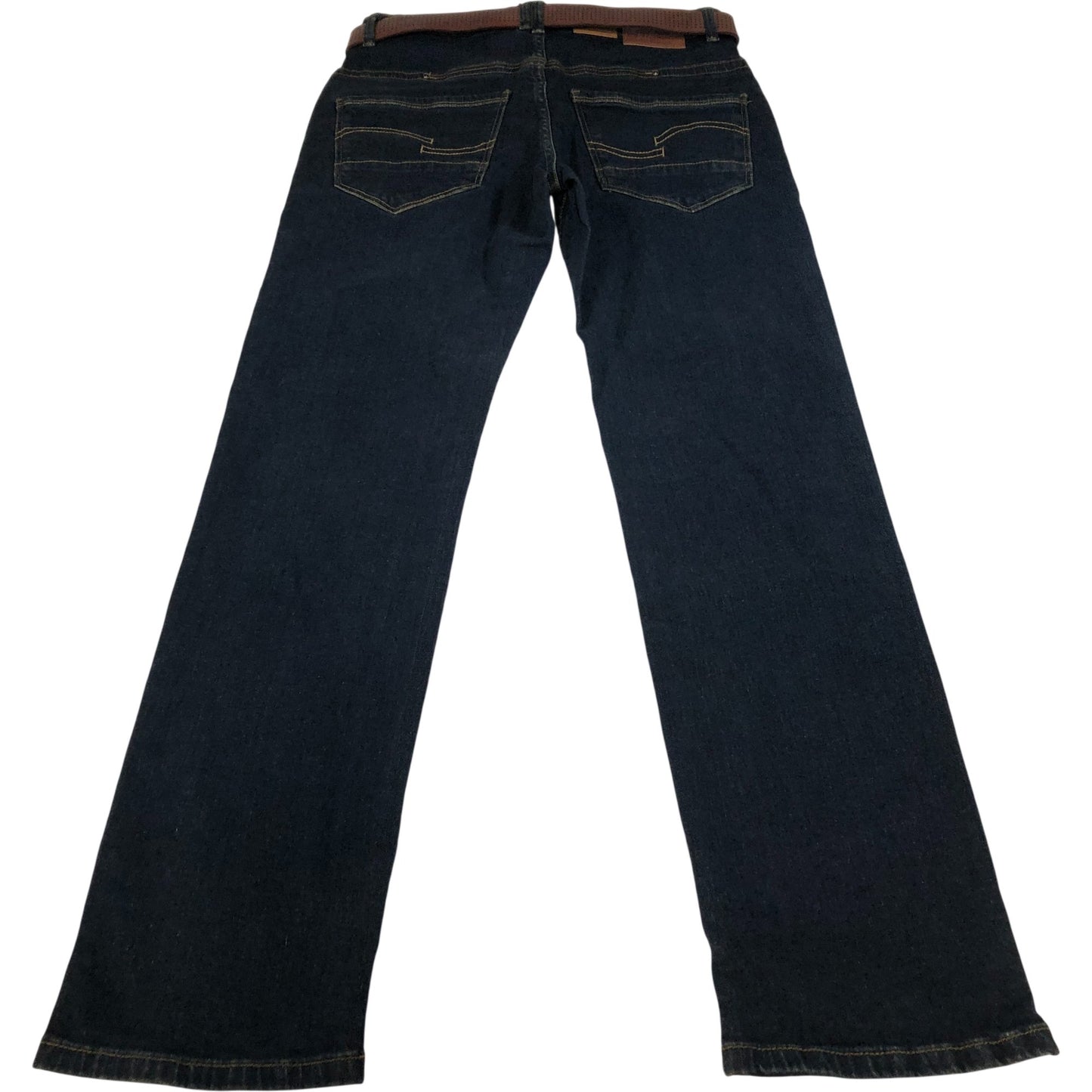 Crosshatch Men's Jeans Blue Straight Leg Cotton Blend Stretch Trousers 30W L32