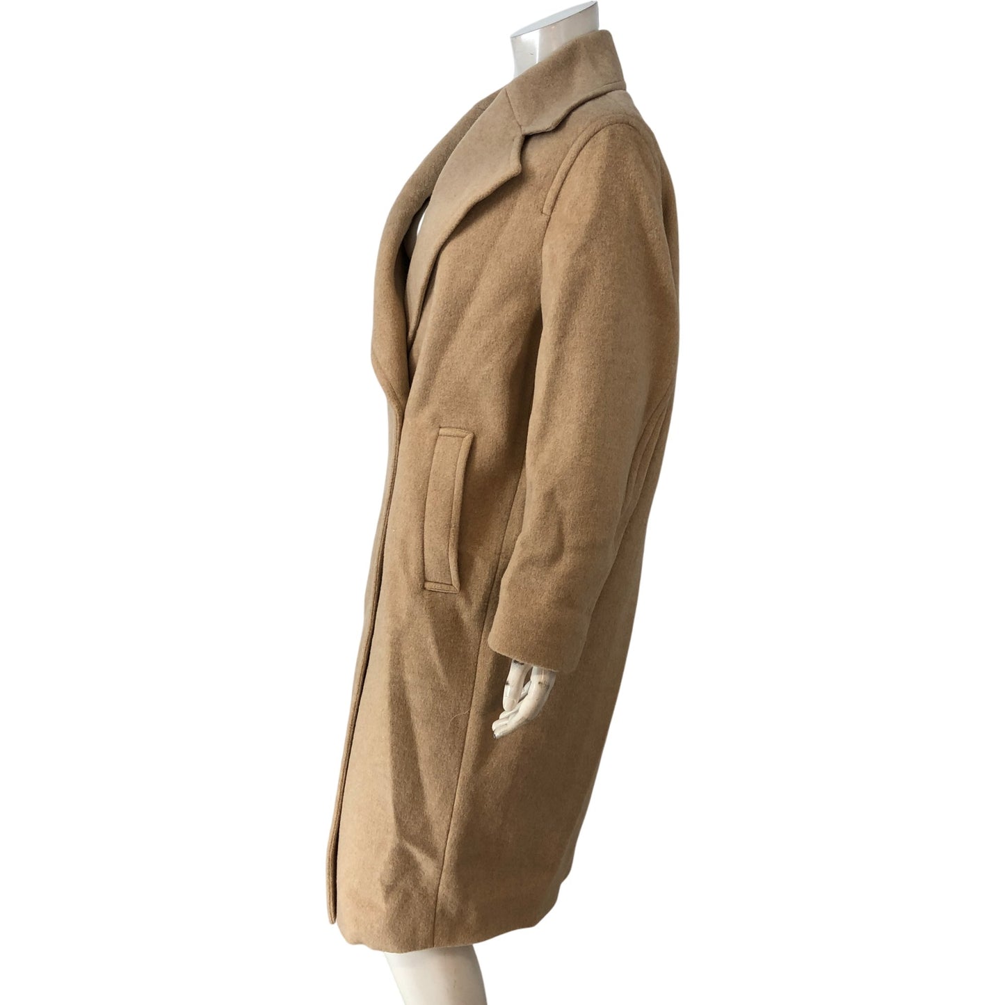 Branded Wool Double Breasted Coat UK8 Women's Camel Marl Classic Style