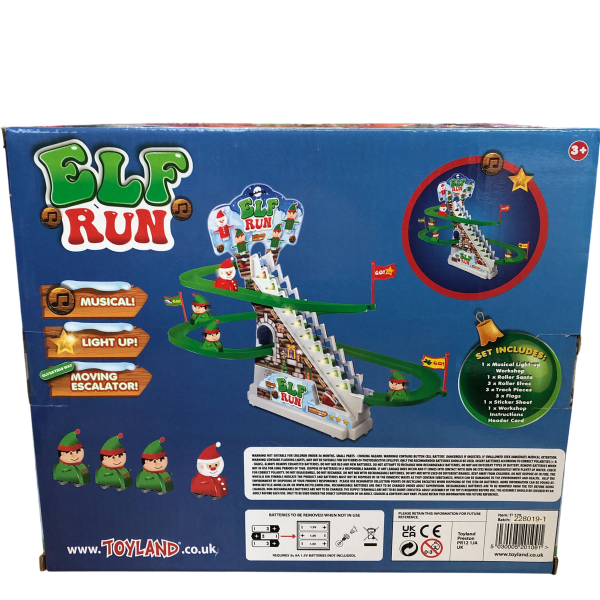 Toyland Elf Run Musical Toy Playset Light Up Moving Escalator Christmas Fun