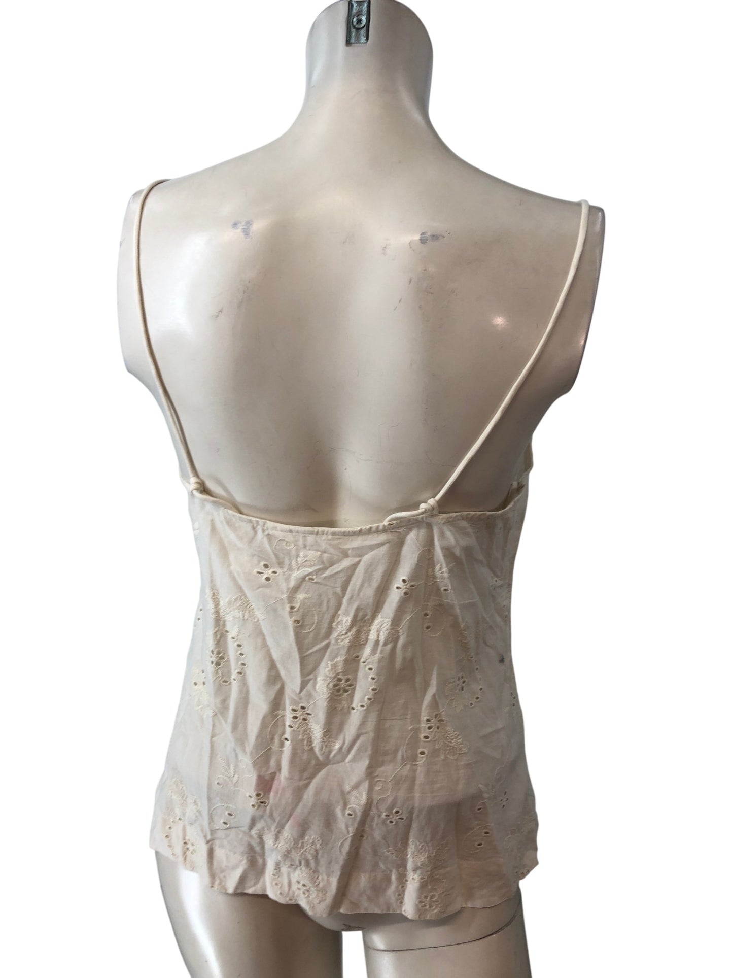 River Island Studios Relaxed Camisole Top UK8 Women's Embroidered Cream Spaghett