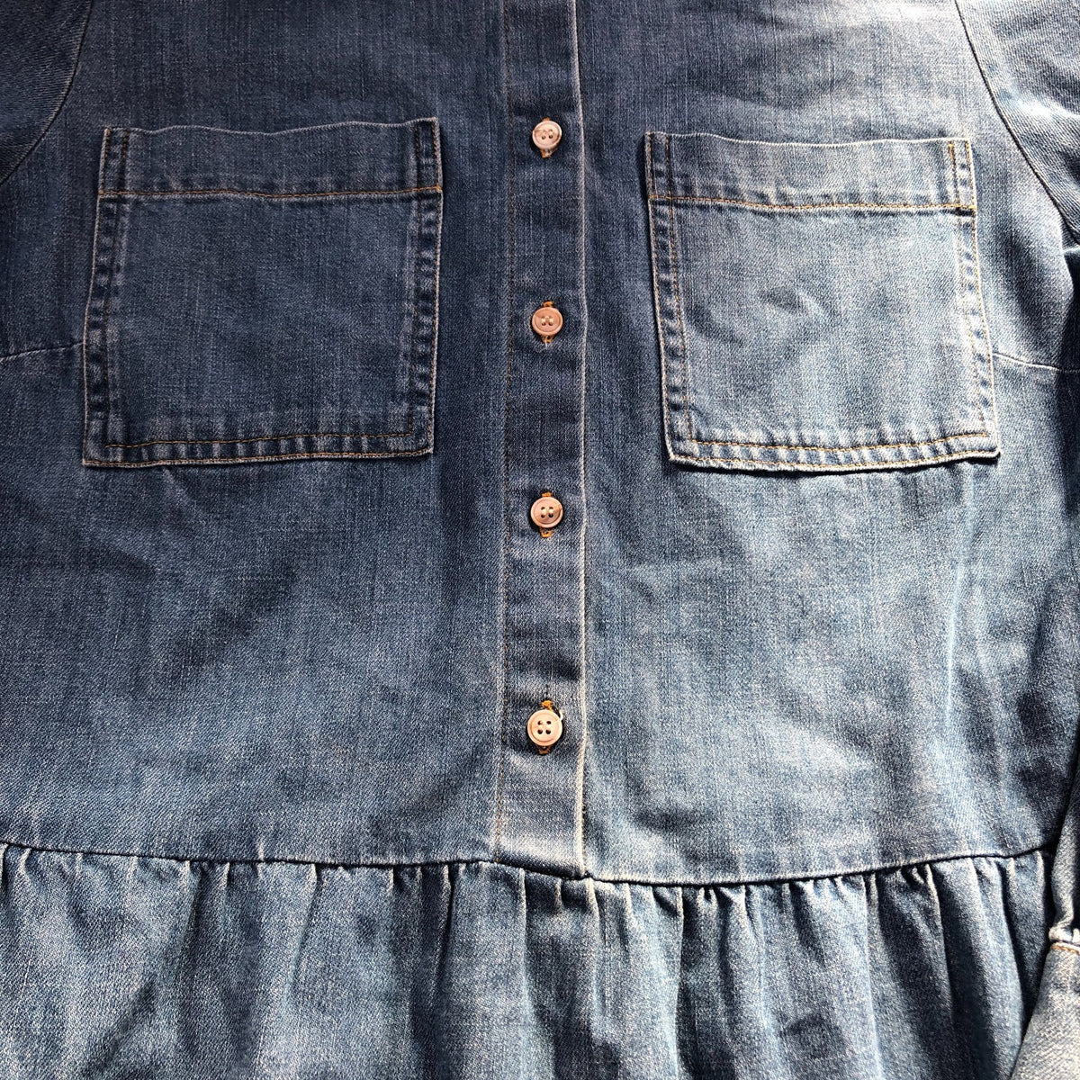Baukjen Denim Midi Dress UK8 Women's Long Sleeve Button Down