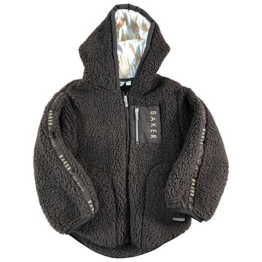 Baker Faux Fur Hooded Jacket Size 7 Years Girls Soft Brown Outerwear