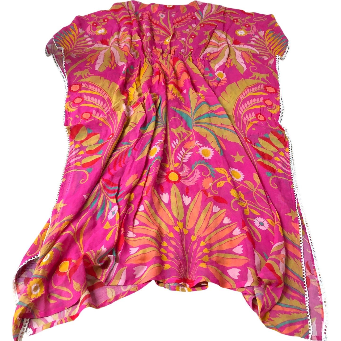 Branded Floral Print Kaftan Cover Up Women's Viscose Pink Summer UK6