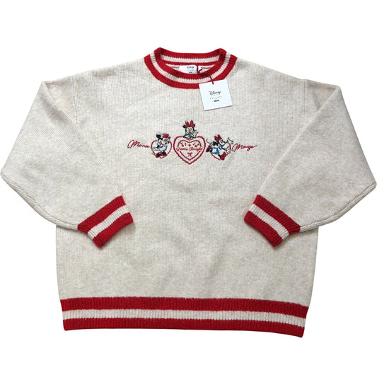 MUS MD HEART Minnie Mouse Heart Sweater Women's Free One Size Red Trim