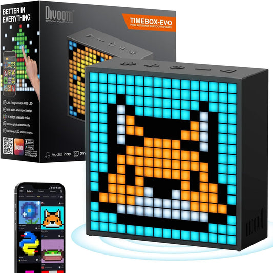 DYVOOM TIMEBOX-EVO Pixel Art Smart Bluetooth Speaker RGB LED Design