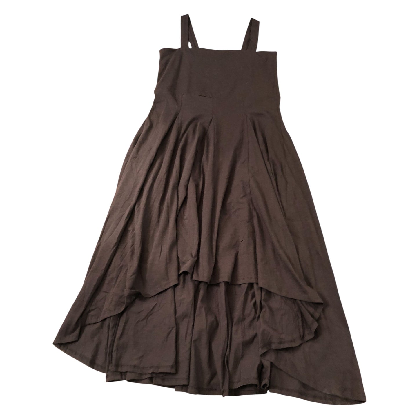 Brown Midi Dress XL Women's Cotton Sleeveless Flared Style