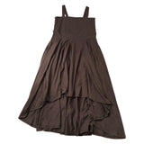 Brown Midi Dress XL Women's Cotton Sleeveless Flared Style