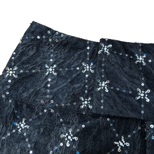Black Sequin Embellished Lace Shorts