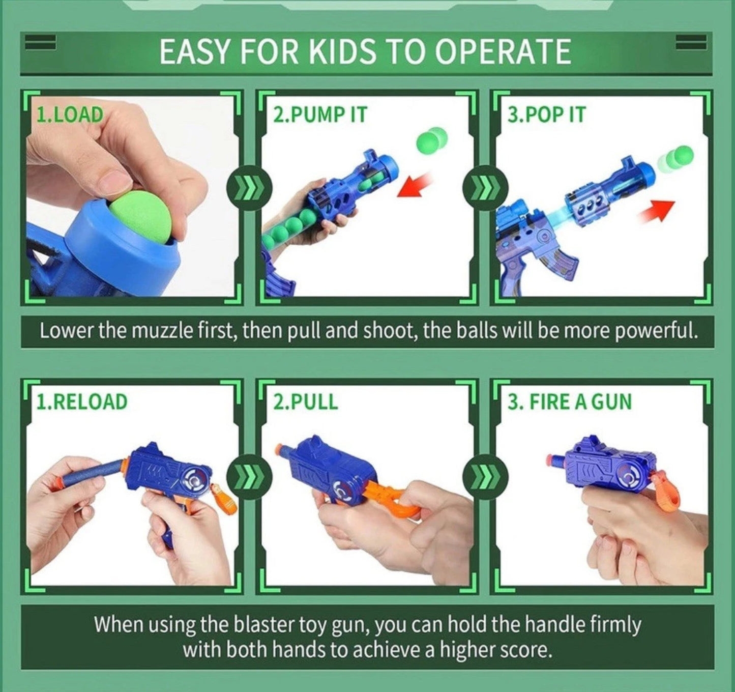 WELLTIN Foam Gun Shooting Games Toy Set Blaster Guns Targets Family Fun