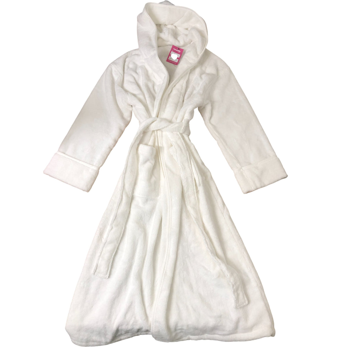 White Soft Cotton Hooded Long Sleeve Night Robe Size S
