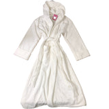 White Soft Cotton Hooded Long Sleeve Night Robe Size S
