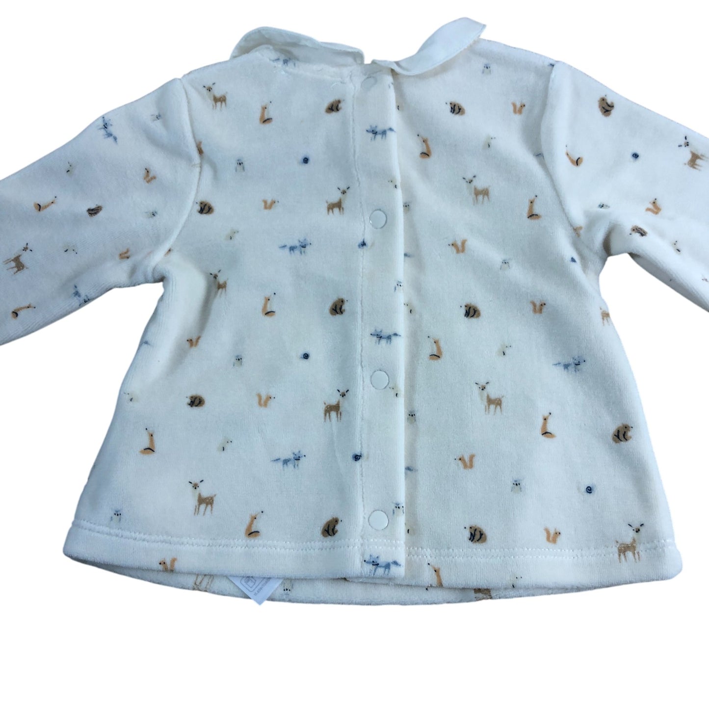 Cyrillus Baby Girls White Long Sleeve Top 18 Months Animal Print Cotton Blend