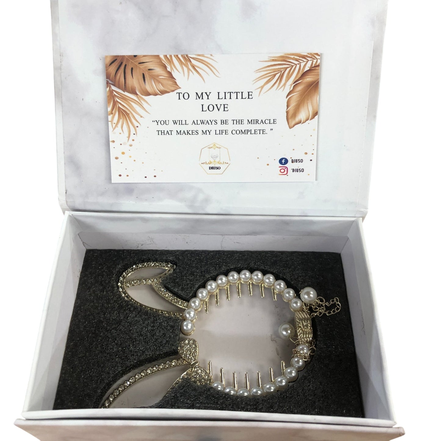 Diuso Bunny Hair Comb Accessory Gift Boxed Elegant Pearl Design Wedding