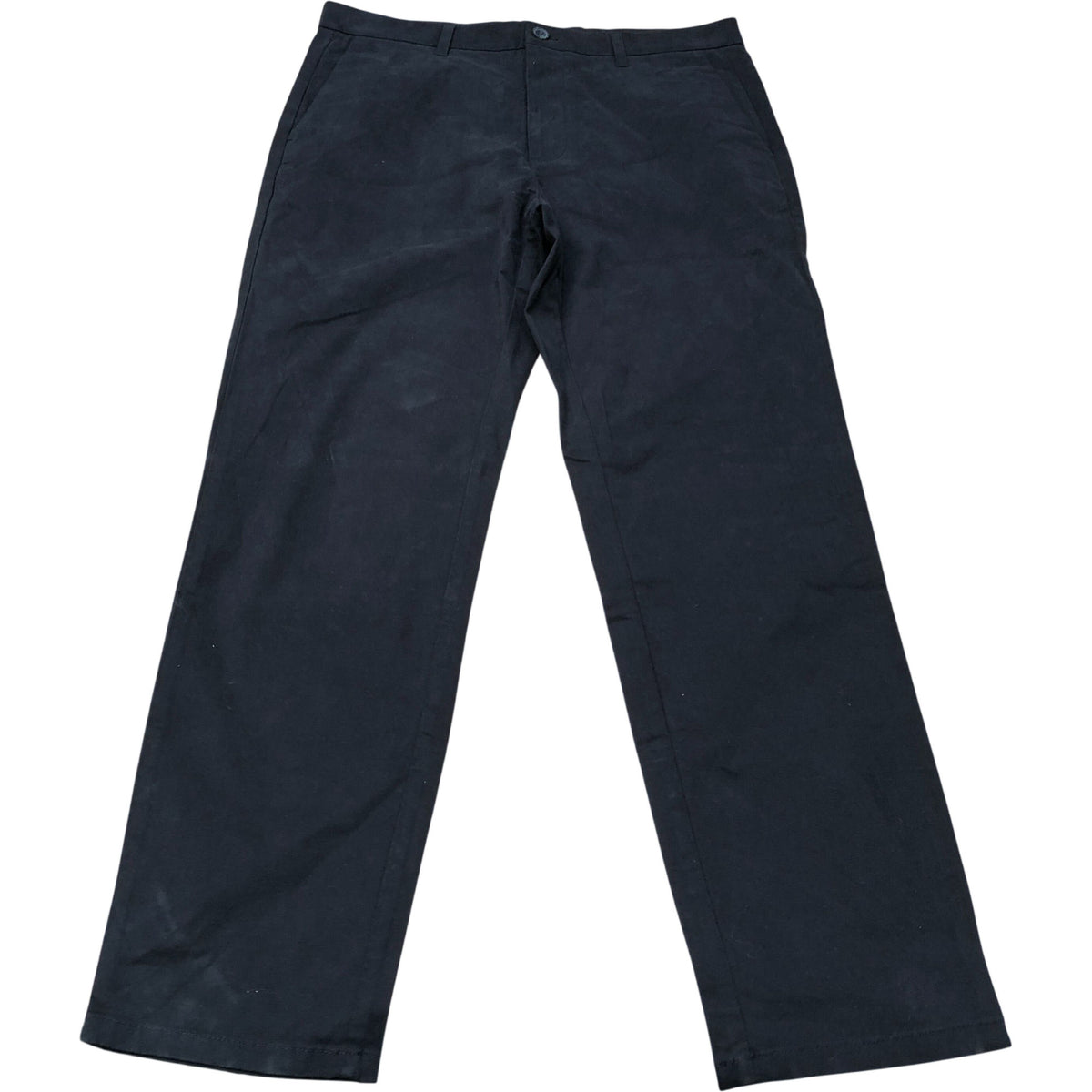 Men's Black Straight Trousers Cotton Blend 34W 31L
