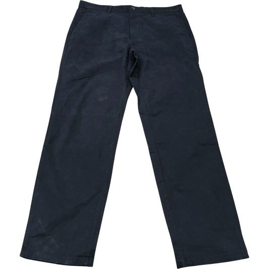 Men's Black Straight Trousers Cotton Blend 34W 31L