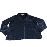 River Island Star Pattern Pajama Top Women's Navy Blue Silk Feel Size XS