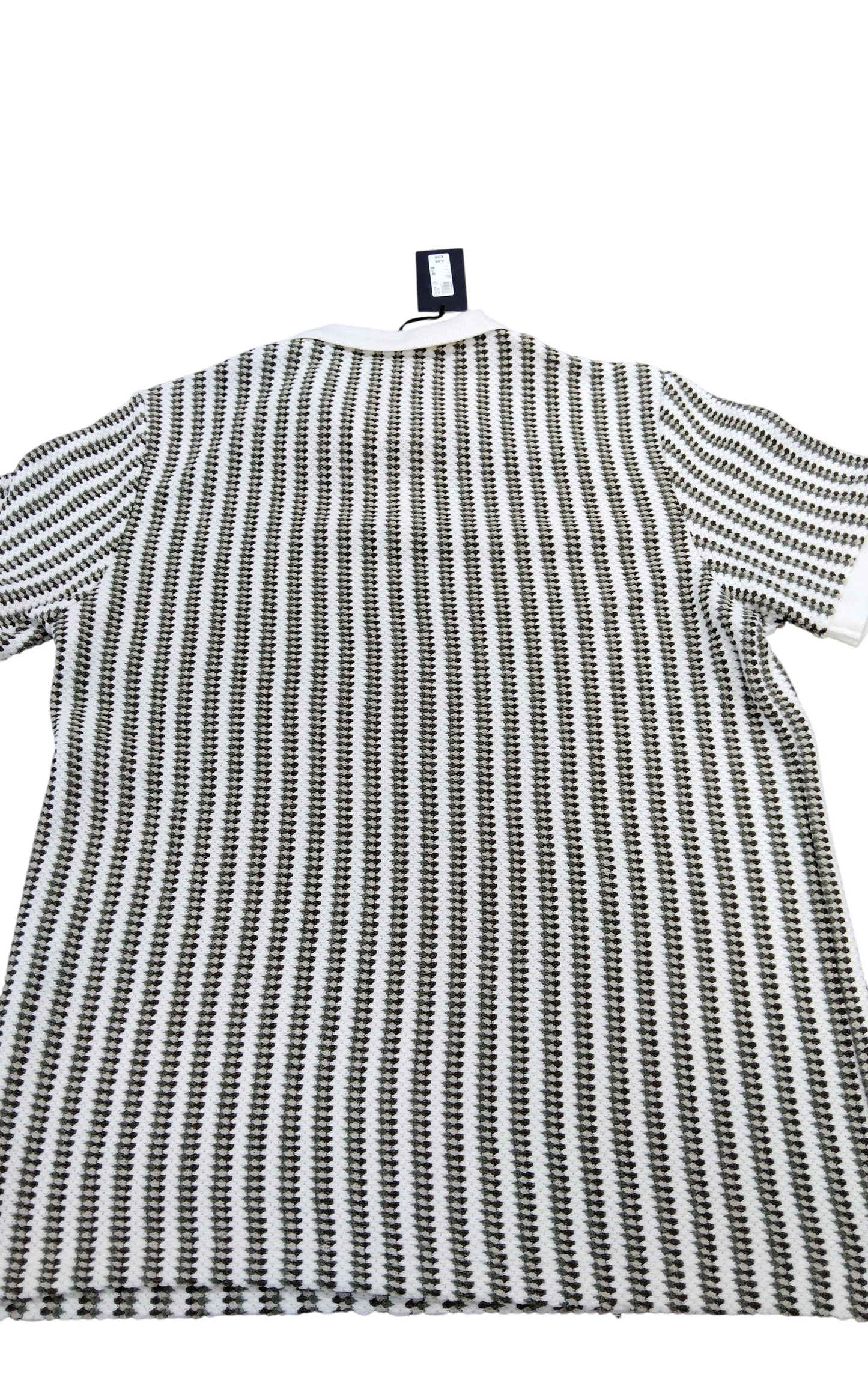 River Island Men's Polo Shirt Size M Green And White Striped Cotton New With Tag