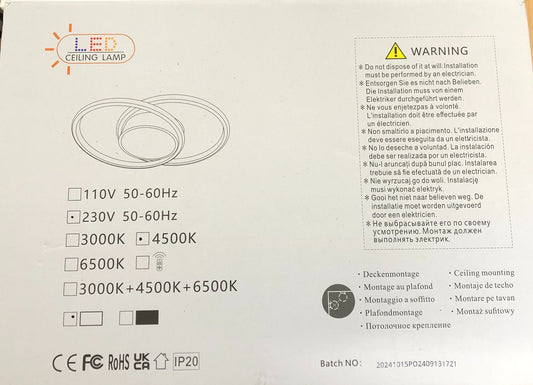 LED Ceiling Light 42W Model 30872775 Energy Efficient White Design