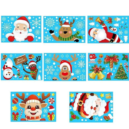 Christmas Window Stickers Rudolph Reindeer 10 Sheets