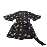 Rivers Island Floral Embroidered Dress UK6 Women's Black Short Sleeve Belted