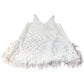 Magnolia White Sequin Dress Embellished V Neck Dress With Feathers Size M