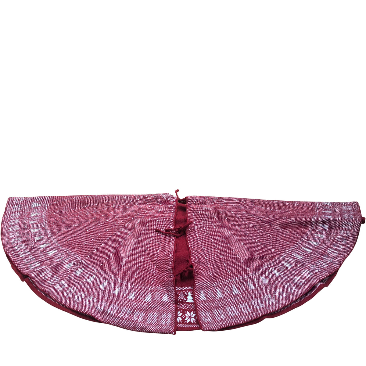 Red Christmas Tree Skirt with White Snowflake Pattern Decorative Decor 48"