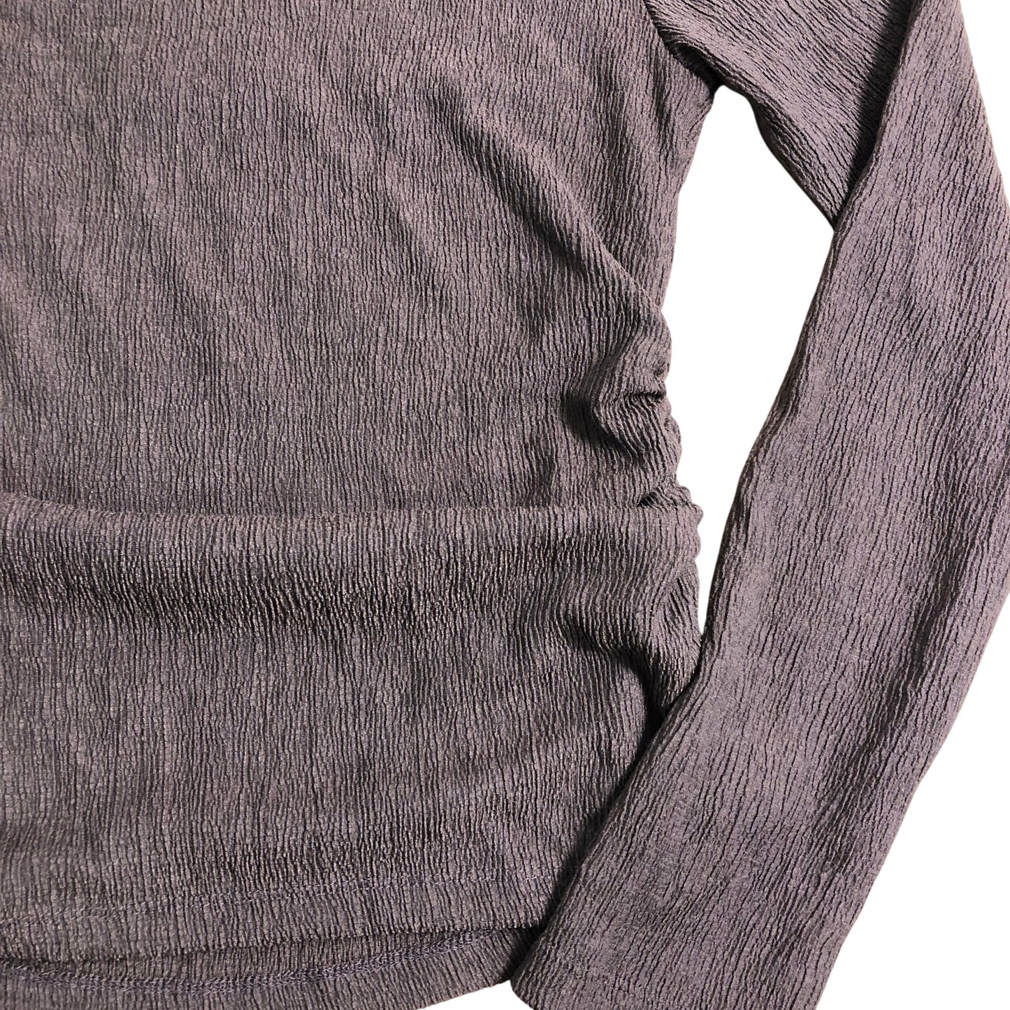 River Island Long Sleeve Top Size 8 Women's Dark Brown Pleated Stretch Fabric