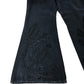 Branded Black Embroidered Wide Leg Jeans - Size 16L