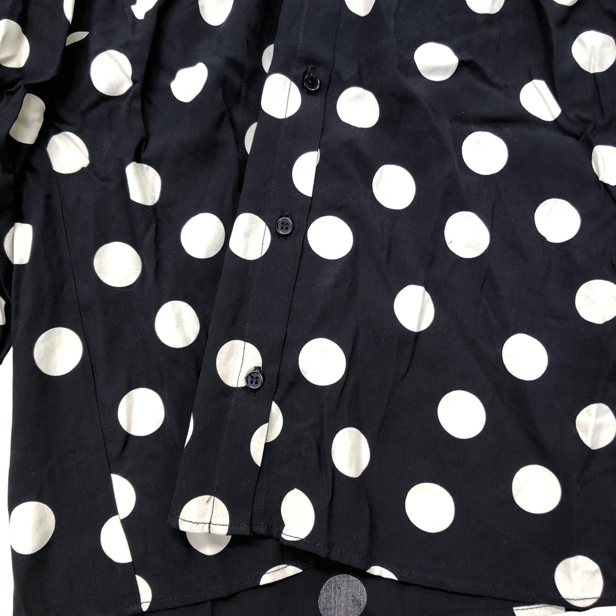 Baukjen Black Polka Dot Blouse UK10 Women's Ruffled Collar Button Up Top